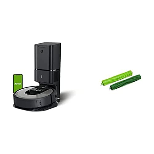 iRobot Aspirador Roomba i7+ (i7556) con Vaciado automático, Alta Potencia, para Mascotas, Programa por habitación, Limpia por Objeto + Rollers Juego de cepillos de Goma Roomba e & i, plástico