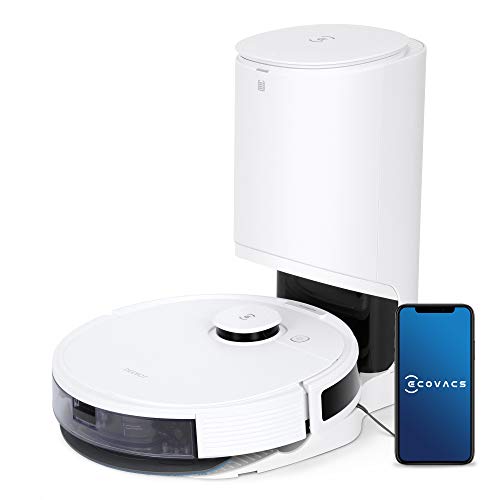 ECOVACS N8+ Robot Aspirador con estación de aspiración y fregasuelos con función de Limpieza, 2300 PA, navegación Inteligente (dToF), Alexa, Blanco