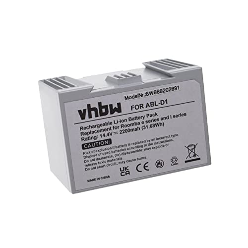 vhbw Batería Recargable Compatible con iRobot Roomba E6, e5154, e5158, e515840, e6198, e619820 aspiradora, Robot Limpieza (2200 mAh, 14,4 V, Li-Ion)