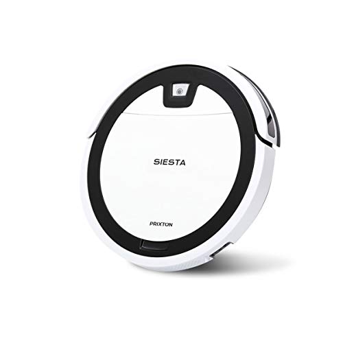 PRIXTON Siesta - Aspiradora Robot / Robot Aspirador con Gran Potencia de Succión hasta 1000 PA con WiFi y App, Programable e Inteligente, Limpieza automática, Barre, Friega, Pasa la Mopa, Blanco