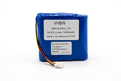 vhbw Li-Ion batería 1400mAh (14.8V) para Robot autónomo de Limpieza Moneual Rydis Cleanbot R750