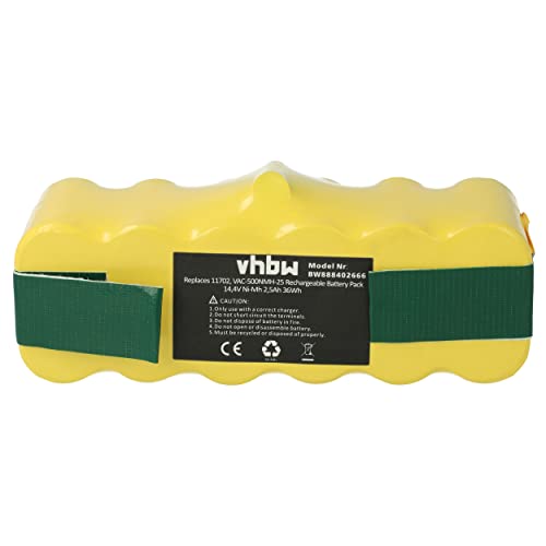 vhbw Batería Compatible con iRobot Roomba 774, 775, 776, 775 Pet, 776p, 675, 681, 695, 760, 770, 700 Robot Limpieza (2500 mAh, 14,4 V, NiMH)