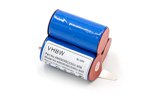 vhbw NiMH batería 3000mAh (3.6V) para Robot Aspirador Robot autónomo de Limpieza AEG D-SCX3, E BP 0017, Electrolux AG41W, Emerich SIPA, Lervia