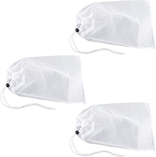 Bolsa de Malla Fina para Aspiradora de Piscina, Bolsa de Vacío para Piscina 58 x 47cm para Comedor de Hojas/Receptor de Hojas/Gulper de Hojas/Maestro de Hojas con Cable de Bloqueo por Poweka (3PCS)