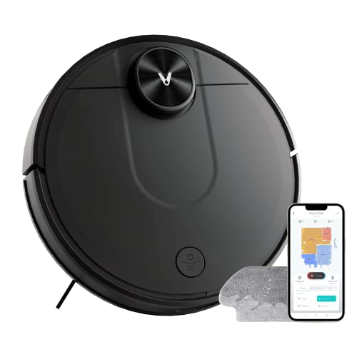 VIOMI V2 Max Robot Aspirador Navegación Lidar, Aspiración 2400Pa, Limpieza Personalizada, Control MiHome App/Alexa/Google, Aspira y Lava para Limpieza Doméstica/Pelos Animales/Cabello, Negro