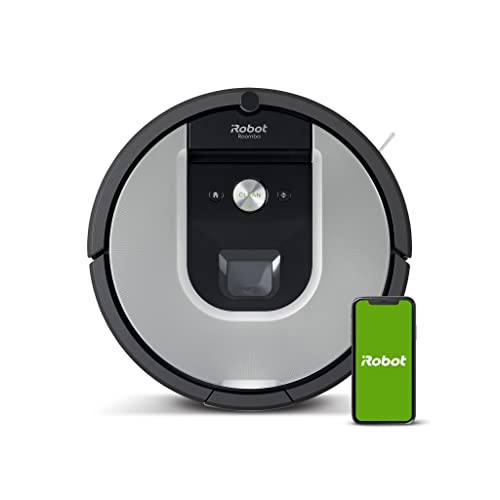 iRobot Robot Aspirador conexión Wi-Fi Roomba 971 - 2 cepillos Goma multisuperficie, óptimo para Mascotas, Recarga y reanuda, Compatible Asistente Voz, Coordinación Imprint, Color Plateado