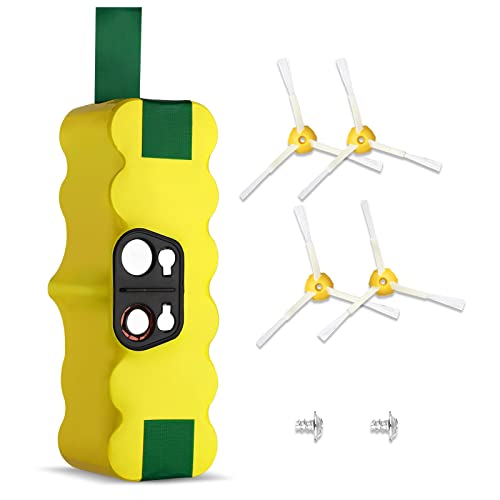 FirtPower 14,4V 5000mAh Ni-MH Batería de Remplacement para Roomba Series 500 600 700 800 con Accesorios de 4 Cepillos y 2 Tornillos