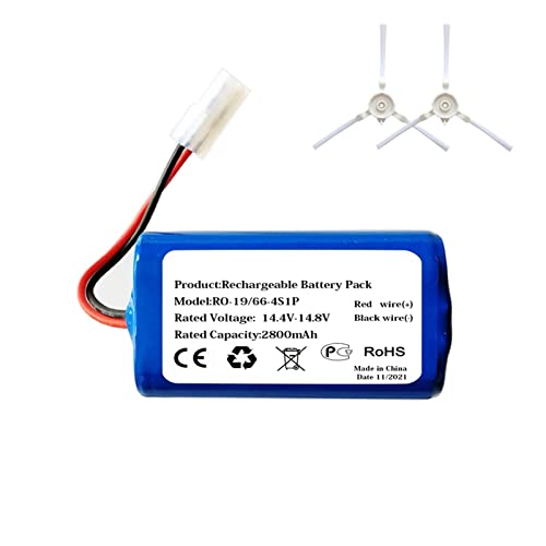 Paquete de batería de Iones de Litio y Cepillo Lateral Compatible con Piezas de aspiradora robótica Puppyoo WP650 WP 650 (Color : 2800mAh Battery)