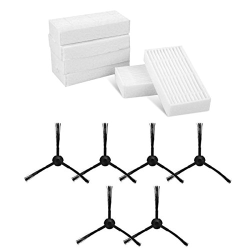 TeKeHom Juego de cepillos laterales de filtro de repuesto para aspiradora robótica ILIFE V3s Pro V5s Pro