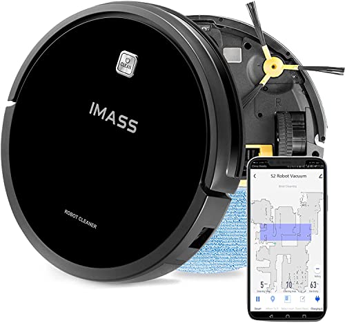 IMASS Robot aspirador y fregona, Smart Path Planning Robot aspirador, 2600Pa de alta succión y autocarga, robot aspirador soporta Alexa, bueno para el pelo de mascotas, suelos duros y alfombras de