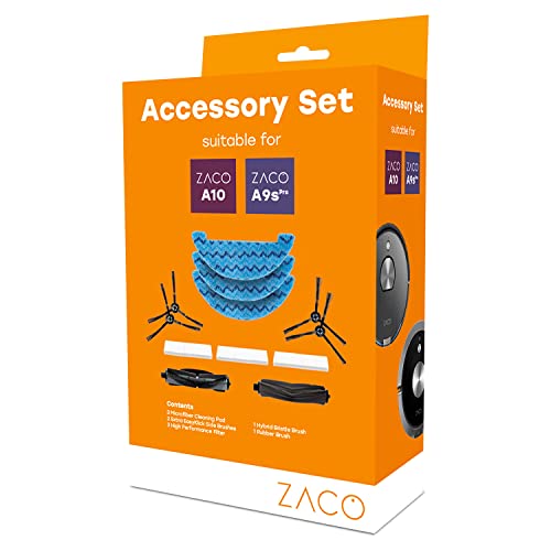 ZACO 501839 Juego de Accesorios para Robot Aspirador, toallitas, filtros, Laterales, Cepillo Principal, A9spro / A10