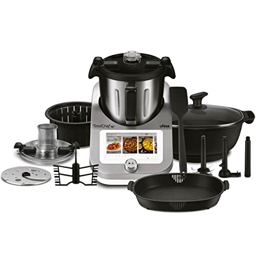 Ufesa TotalChef RK7 Robot de Cocina Inteligente Multifunción, WIFI, 30 Funciones, 4.5L, Pantalla Táctil de 7 Pulgadas, Báscula Integrada, Recetario Interactivo, Color Plata/Negro