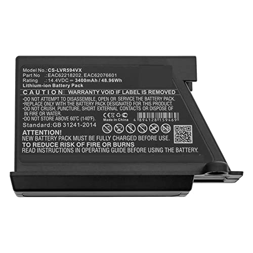 Batería de Robot Aspirador Compatible con LG VR6270LVB, VR6270LVMB, VR63455LV, VR6370LVM, VR64604LV, VR64701LVMP, VR64702LVMB, VR64702LVMT (Color : 3400mAh, Size : 14.4V)