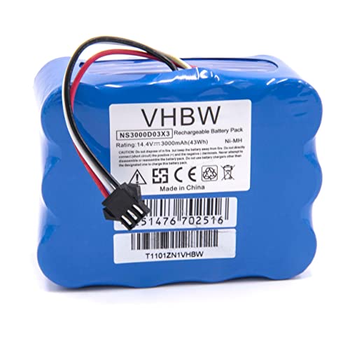 vhbw Batería Compatible con Klarstein Cleantouch Robot Limpieza Azul (3000 mAh, 14,4 V, NiMH)