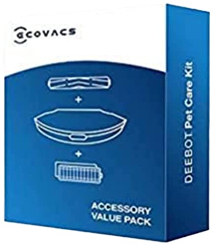 ECOVACS - Juego de Accesorios para Mascotas Originales | 1 Cepillo, 1 depósito de Polvo de 800 ml, 1 Filtro | para Robot de Limpieza y aspiradora U2