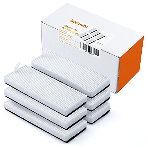 BAKUUM Pack 6 Filtros HEPA para deposito de POLVO de Cecotec Conga 1090 y 1790 todas las series que incluyan deposito de solidos. Filtros HEPA para robot aspirador para tanque solidos.