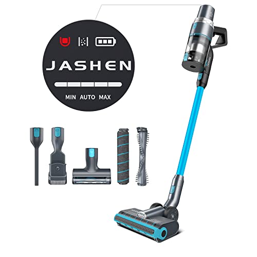 JASHEN V18 Aspiradora sin Cable con Sensor de Polvo, sin Cable y sin Bolsa, 22.000 Pa, hasta 40 min, Filtro HEPA 13, 600 ml, Juego de Accesorios, Soporte de Pared, Aspirador para alfombras, Coches