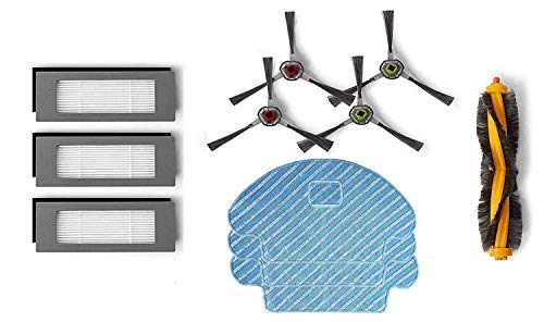 LongRong 1 cepillo principal, 4 cepillo lateral, 3 filtros y 3 paños de limpieza para Ecovacs Deebot OZMO 610 Robot aspirador