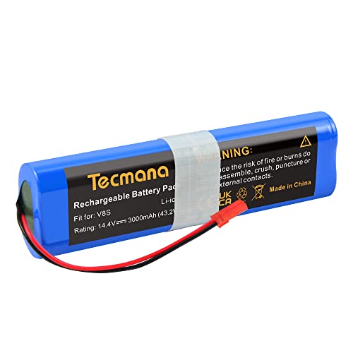 Tecmana 14,4V 3,0Ah Batería de Repuesto para iLife V50, V5s Pro, V8s, X750