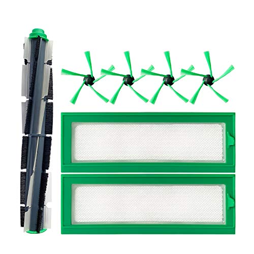 TeKeHom Kit de accesorios para Vorwerk Kobold VR200 VR300, RV20 RV30 piezas de repuesto 4 cepillos laterales y 2 filtros Hepa y 1 cepillo de rodillo para aspiradora (7 en 1)