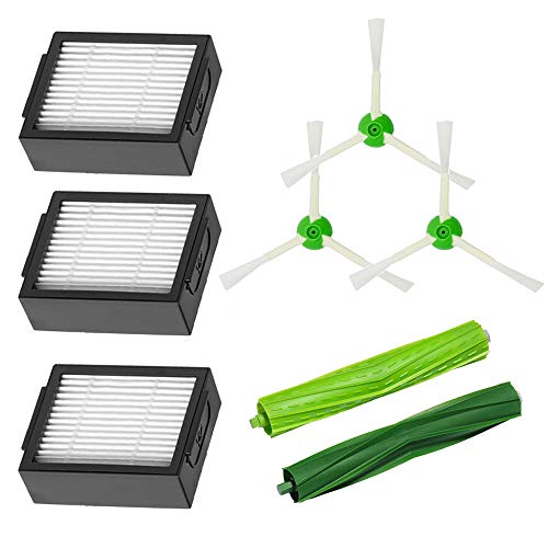 iAmoy Reemplazo del Kit de Filtro y Cepillo Lateral Compatible with iRobot Roomba i7 i7+ e5 Robot Aspirador,3 * Filtros + 3 * Cepillos Laterales + 2 * Cepillo de Rodillo