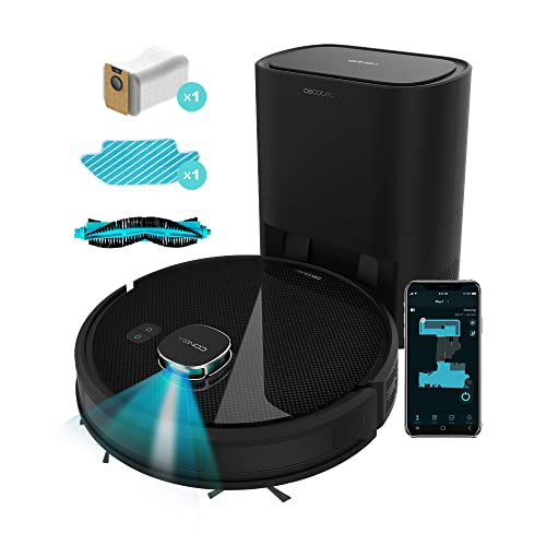 Cecotec Robot Aspirador con Base de Autovaciado Conga 7290 Eternal Home Genesis. Tecnología Láser, Potencia de Succión 3000 Pa, Cepillo Multifunción, Control App y Asistente Virtual Alexa, Mopa