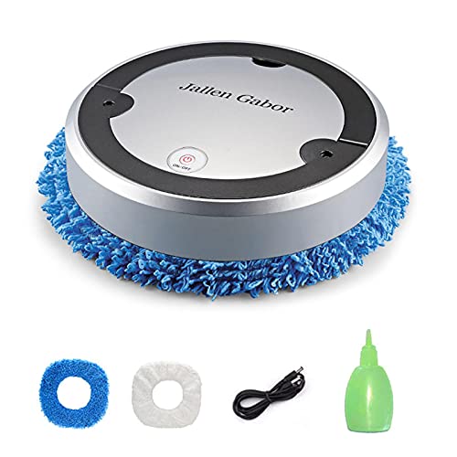 GeKLok Robot Aspirador, Smart Floor Dry & Wet Sweeping Robot 2 en 1, Auto Carpet Washer, USB recargable limpiador robótico para alfombras de madera dura, cuidado del cabello de mascotas (Plata)