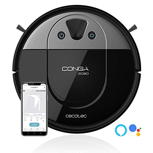 Cecotec Robot Aspirador y Fregasuelos Conga 2090 Vision. 4 en 1 con Cámara, App móvil interactiva, Asistente Virtual Alexa y Google Home, Gestión de Habitaciones