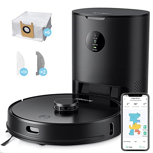 Arnagar S8 Pro Robot Aspirador y Fregasuelos, Navegación Robótica Aspiradoras LDS, Vaciado automático, Interactive MultiMap Control por App, Ideal para Pelo de Mascotas y Suelos Duros (Negro)