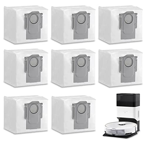 Paquete de 8 Bolsa de Polvo para Xiaomi Roborock S7 MaxV Ultra / S7 Pro Ultra / Q7+ / Q7 Max+ / T8 / Q5+ Robot Aspirador, 3L Gran Capacidad Roborock Bolsa de Polvo Accesorios Originales