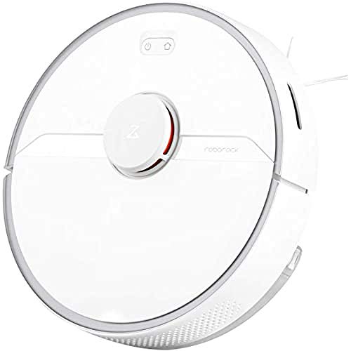 Roborock S6 Pure White - Aspiradora de Alta Potencia de Aspiración Alfombras y superfícies, Tanque de agua 180 ml, Superficie 300 m2, Programable vía App, Wi-Fi conectado y Control Alexa Google Home