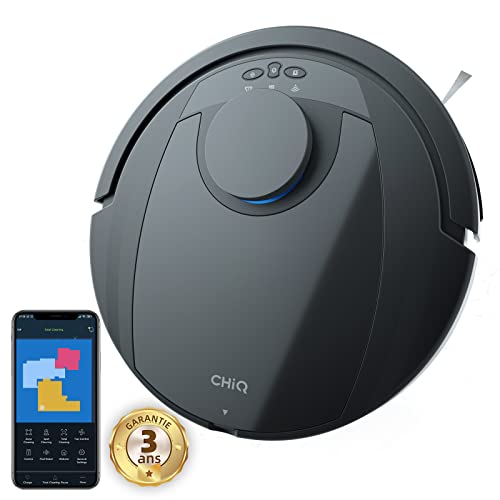 CHiQ Robot Aspirador con láser C5L Plus, Virtual Wall, Carga automática, Control a través de Alexa y Google Assistant, WiFi, Casas Grandes, Suelos, Pelo de Mascotas