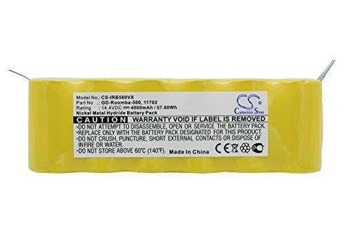 CS-IRB560VX Baterías 4000mAh Compatible con [Vileda] 137173, 137173 Cleaning Robot, para [iRobot] APS 500, Roomba 500, Roomba 510, Roomba 530, Roomba 531, Roomba 532, Roomba 535, Roomba 540, Roomba 5