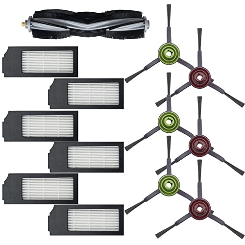 iAmoy Accesorios de repuesto compatibles con Ecovacs Deebot X1 Omni, X1 Turbo Robot Aspirador, 6 cepillos laterales + 6 filtros + 1 cepillo principal