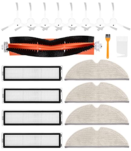 SOBEAU Accesorios para Dreame D9, D9 Max, D9 Pro, Dreame L10 Pro Robot Aspiradora, 1 Cepillo Principal, 8 Cepillo Lateral, 4 Filtro HEPA, 4 Paño de Fregona, 2 Cepillo de limpieza.