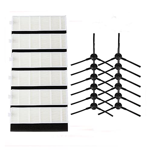 SOMOG 6pcs Sponge y 6pcs Filtro HEPA y Cepillo Lateral de 12 Piezas compatibles con Chuwi Ilife A4 Robot Robot Aspirador Publicación Gratuita