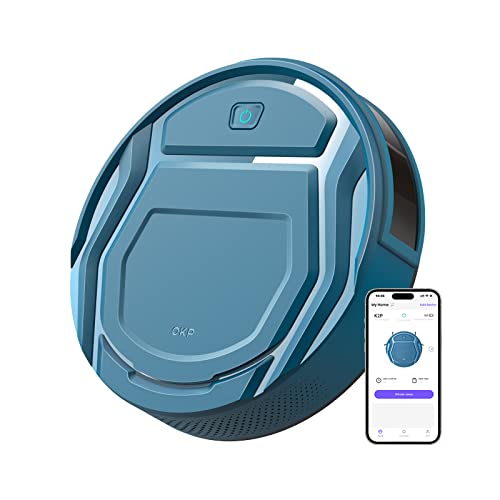 OKP K2P Robot Aspirador, 2200Pa Succión Sin Enredos Aspiradora Robot, Silencioso y Autocargable, App/Alexa/Google/WiFi/Bluetooth, Ideal para Pelo de Mascotas, Piso, Alfombra