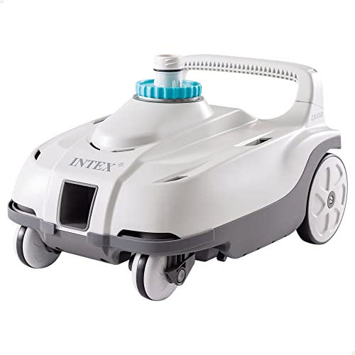 Intex 55255 Robot Limpiafondos Automático, Zx100 para Piscinas Desmontables, Limpiafondo a Presión, Manguera Antienredos, Recipiente de Desechos de 1,5L, Conexiones de 38mm o de 32 mm, Blanco