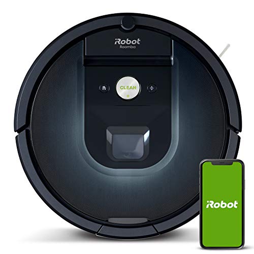 iRobot Robot Aspirador Wi-Fi Roomba 981-2 cepillos Goma multisuperficie - Mascotas -Recarga y reanuda -Sugerencias Personalizadas -Compatible Asistente Voz y Coordinación Imprint -Más Potencia, Azul