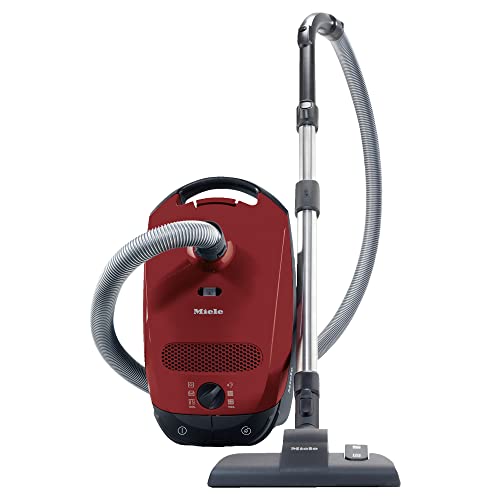 Miele Classic C1 Powerline - Aspirador con bolsa con cepillo universal, tubo telescópico Comfort y gran radio de acción, en color rojo mango