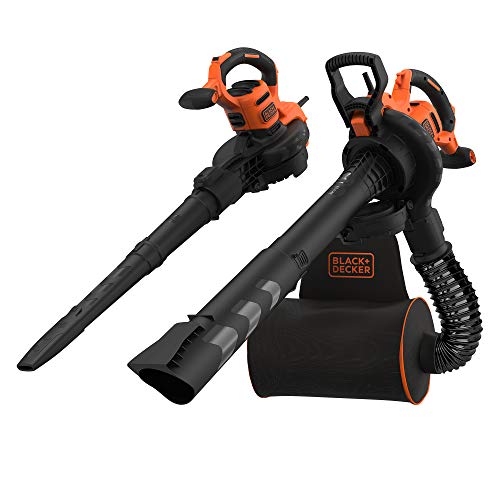 ‎BLACK+DECKER BEBLV300-QS - Trituradora Sopladora Eléctrica, Capacidad de Recogida de Aspirador de Hojas 50 Litros, Velocidad de Soplado hasta 404 Km/h, Mango Ajustable 3000 W