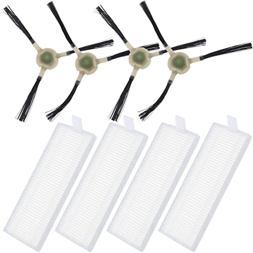 4 cepillos laterales y 4 filtros Hepa compatibles con Lefant M210 / M210B / M213 / M213S robot aspirador accesorios de repuesto