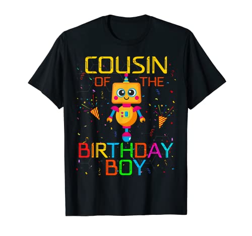 Primo del cumpleaños niño robótica temática familiar robots cumpleaños Camiseta