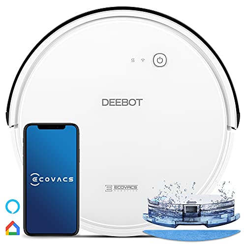 ECOVACS Robotics DEEBOT 605 – Robot inteligente con tecnología eficiente, modo Máx para limpieza en profundidad y sensores anticolisión y anticaídas, control mediante App, color blanco