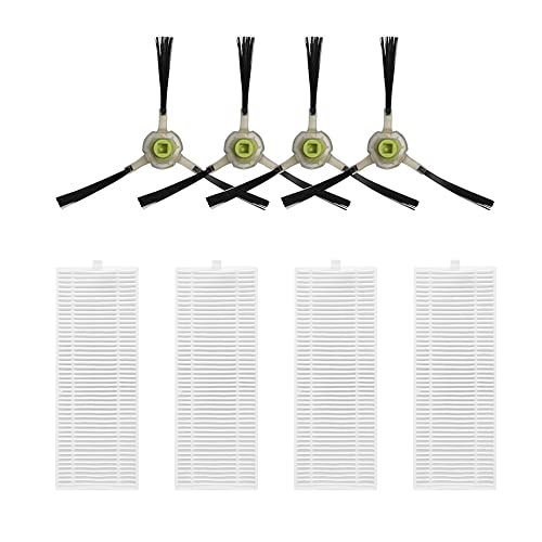 Lefant Repuestos 4 Cepillos Laterales y 4 Filtros HEPA Accesorios para el Robot Aspirador Lefant M1/U180/T700