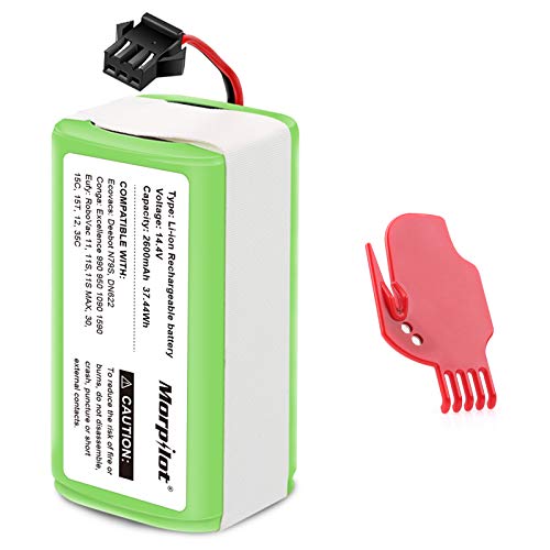 morpilot Batería 14.4V 2600mah Litio, Compatible con Conga Excellence 990 950 1090 1790 1990, DEEBOT N79S N79 DN622, Eufy RoboVac 11 11S 11S MAX 15C 30C 30 MAX, IKOHS NETBOT S14 S15, con un Cepillo