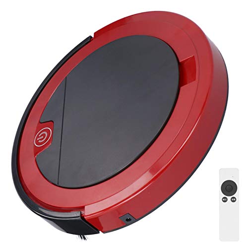 AMONIDA Robot de Limpieza de Pisos ABS, Aspirador de Barrido Rojo DC5V, Control Remoto Inteligente para pelos de Mascotas Alfombra Uso doméstico Piso Duro