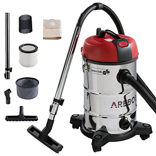 Arebos Aspiradora Industrial | aspiradoras potentes 1800 W | Potente aspiradora de Cenizas | aspiradora en seco y húmedo | con y sin Bolsa | depósito de 30 L | soplador de Hojas | Rojo