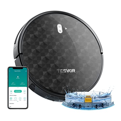 Tesvor Robot Aspirador y fregasuelos M1 Pro Potencia 4000 Pa SUPERPOTENTE, inalámbrico con Mapa de habitación, batería Gran Capacidad 5200 mAh, optimizado, con aplicación para Alexa/Google