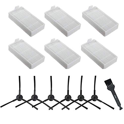 iAmoy Kit de Recambio Compatible ILIFE ZACO V3s V5 V5s V5s Pro V5x aspiradoras robóticas. Filtro, Cepillo Lateral y Accesorios.Kit Recambio Nuevo(6 x Filtros + 6 x cepillos lateralesa)